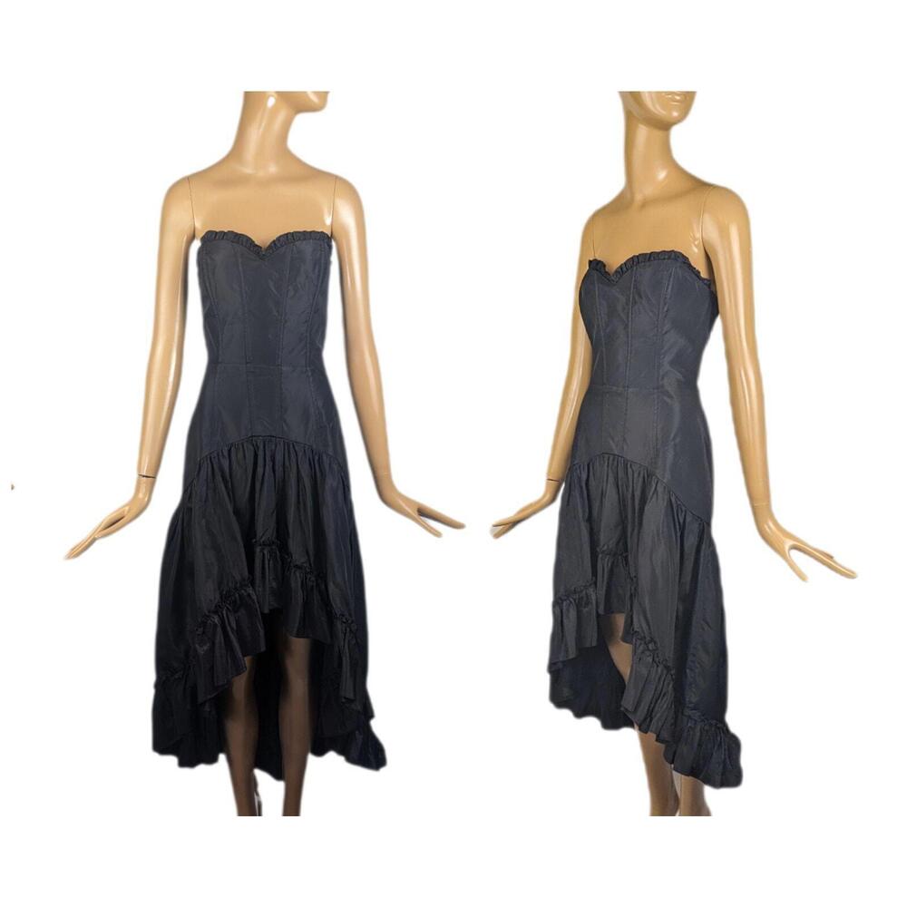 Gunne Sax Jessica McClintock mermaid‎ dress black taffeta strapless party dress